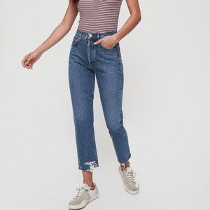 Agolde Riley High Rise Straight Crop Jeans in Veto